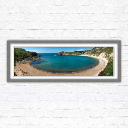 Lulworth cove, Dorset. Panoramic framed picture print jurassic coast dorset