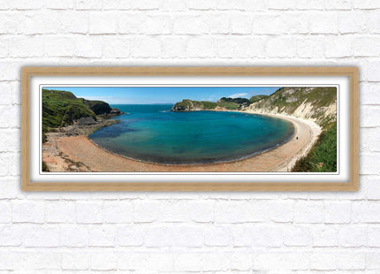 Lulworth cove, Dorset. Panoramic framed picture print jurassic coast dorset