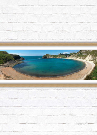 Lulworth cove, Dorset. Panoramic framed picture print jurassic coast dorset