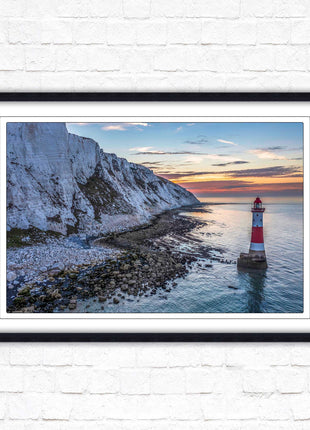 Sunrise at Beachy Head Lighthouse. Framed picture in a choice of styles.