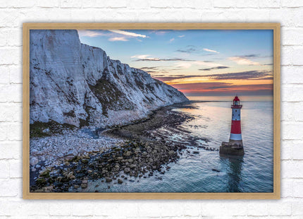 Sunrise at Beachy Head Lighthouse. Framed picture in a choice of styles.