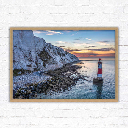 Sunrise at Beachy Head Lighthouse. Framed picture in a choice of styles.