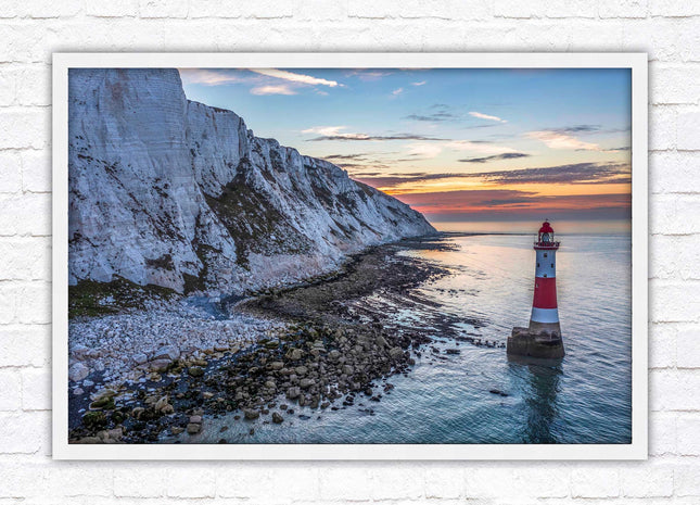 Sunrise at Beachy Head Lighthouse. Framed picture in a choice of styles.