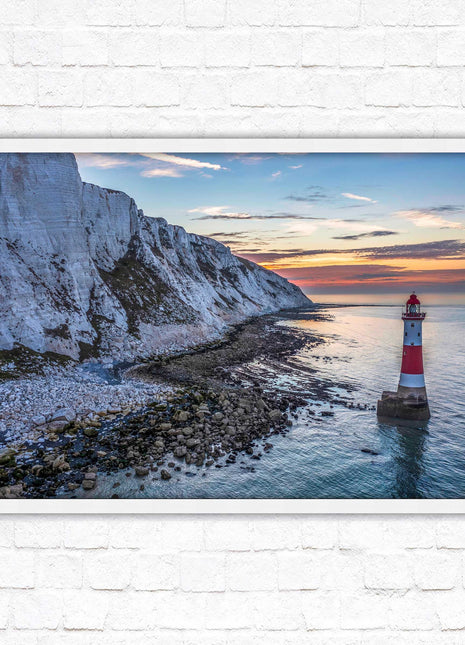 Sunrise at Beachy Head Lighthouse. Framed picture in a choice of styles.