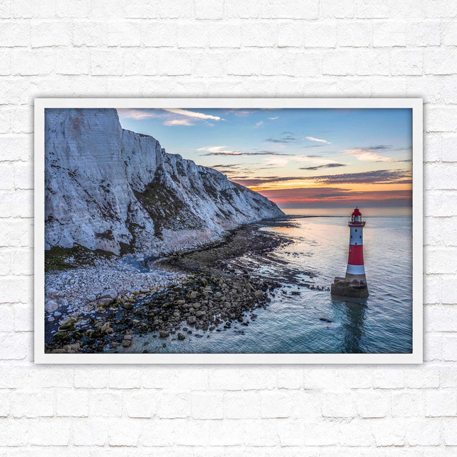 Sunrise at Beachy Head Lighthouse. Framed picture in a choice of styles.
