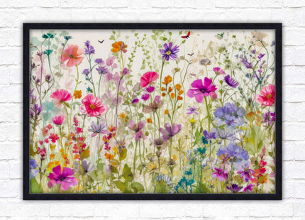Wild flowers, bright summer colours. Framed picture with choice of frame colours