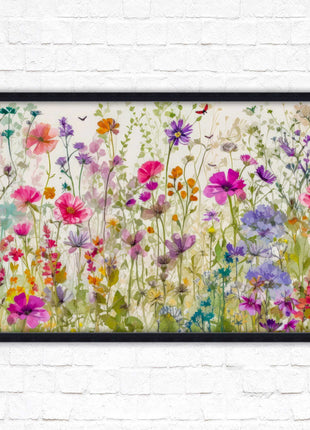 Wild flowers, bright summer colours. Framed picture with choice of frame colours