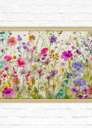 Wild flowers, bright summer colours. Framed picture with choice of frame colours
