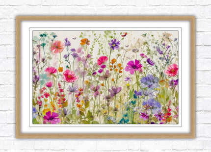 Wild flowers, bright summer colours. Framed picture with choice of frame colours