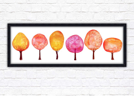 lolypop trees on a white background autumn colours framed picture print choice
