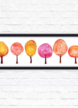 lolypop trees on a white background autumn colours framed picture print choice