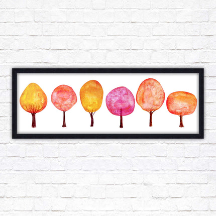 lolypop trees on a white background autumn colours framed picture print choice