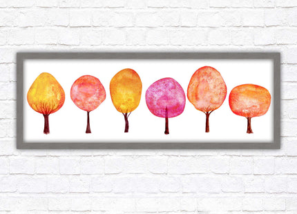 lolypop trees on a white background autumn colours framed picture print choice