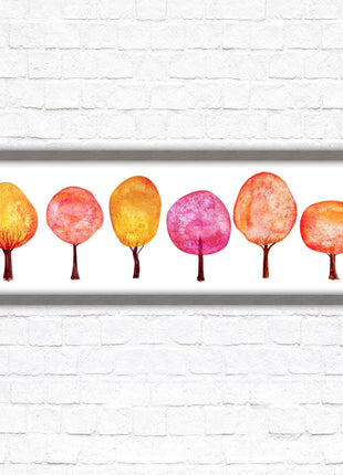 lolypop trees on a white background autumn colours framed picture print choice