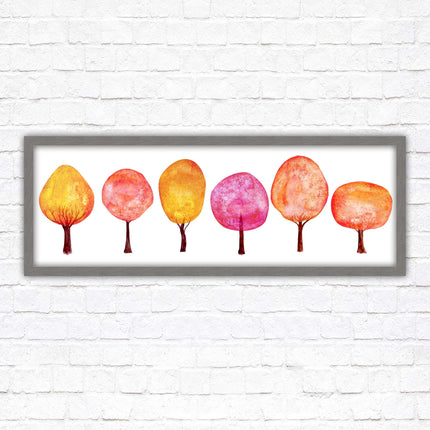 lolypop trees on a white background autumn colours framed picture print choice