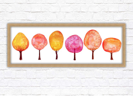 lolypop trees on a white background autumn colours framed picture print choice