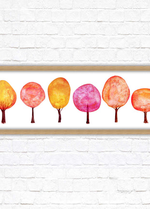 lolypop trees on a white background autumn colours framed picture print choice