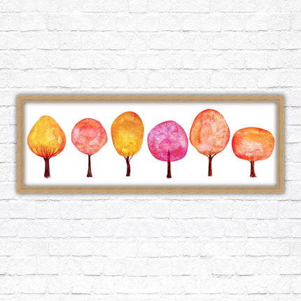 lolypop trees on a white background autumn colours framed picture print choice