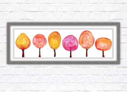 lolypop trees on a white background autumn colours framed picture print choice