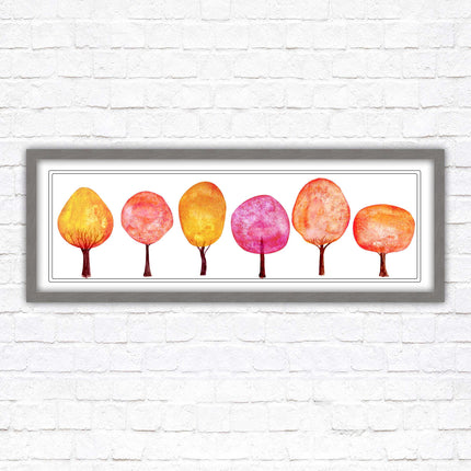 lolypop trees on a white background autumn colours framed picture print choice
