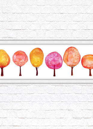 lolypop trees on a white background autumn colours framed picture print choice