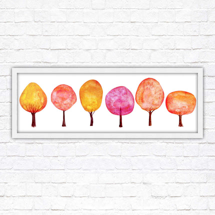 lolypop trees on a white background autumn colours framed picture print choice