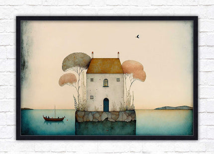 picture framed print house painting art frame included