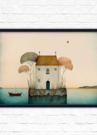 picture framed print house painting art frame included