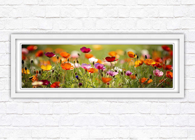 Wild flowers. Bright summer colours grass framed picture print choice frame