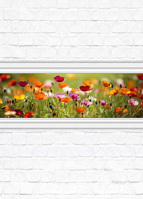 Wild flowers. Bright summer colours grass framed picture print choice frame