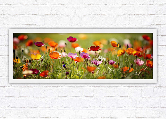 Wild flowers. Bright summer colours grass framed picture print choice frame