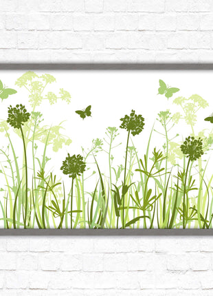 Butterflies in the grass. Green toned, Framed with a choice of frame colours