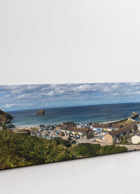 Portreath beach, Cornish harbour, Panoramic canvas picture print.