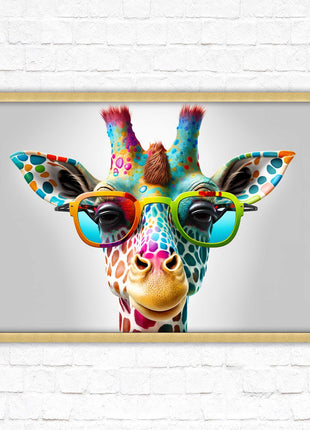 Giraffe in sunglasses. Colourful Wall art. Framed picture with choice of frame.