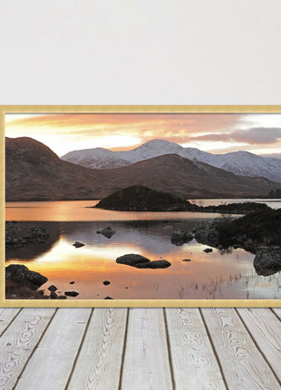 Scottish Highlands sunset. Rannoch Moor, near Loch Lomond. Framed picture print