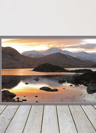 Scottish Highlands sunset. Rannoch Moor, near Loch Lomond. Framed picture print
