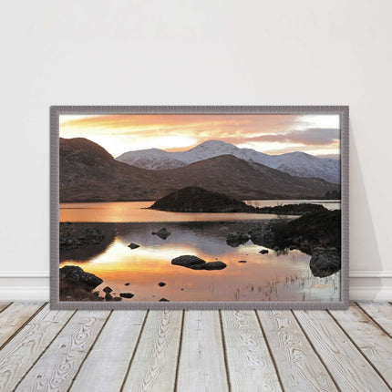 Scottish Highlands sunset. Rannoch Moor, near Loch Lomond. Framed picture print