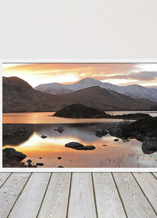 Scottish Highlands sunset. Rannoch Moor, near Loch Lomond. Framed picture print