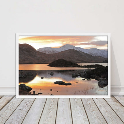 Scottish Highlands sunset. Rannoch Moor, near Loch Lomond. Framed picture print