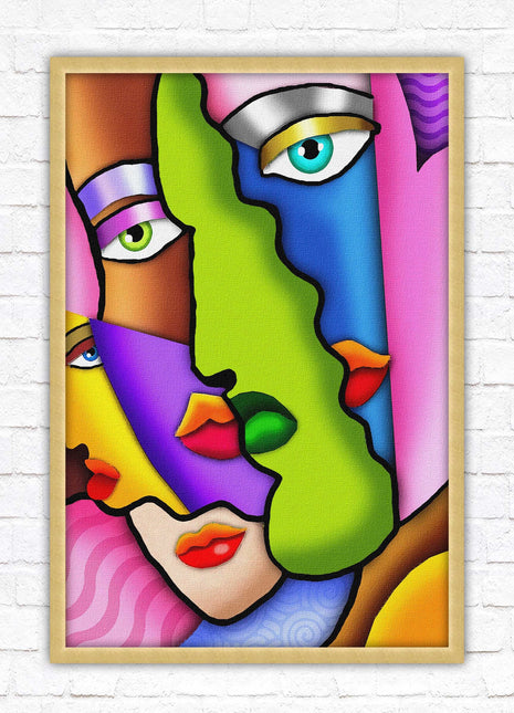 Art deco abstract faces. Modern artwork framed print choice on frames