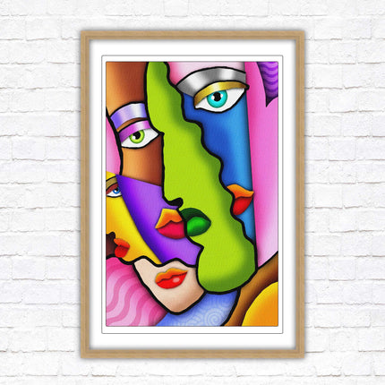 Art deco abstract faces. Modern artwork framed print choice on frames