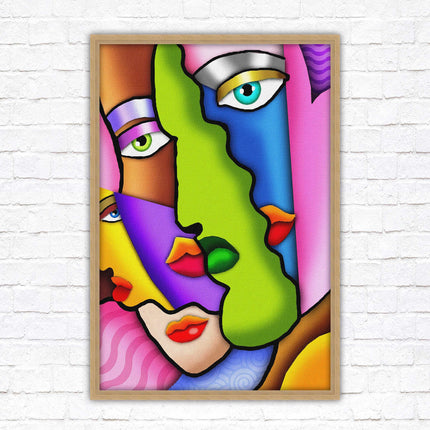 Art deco abstract faces. Modern artwork framed print choice on frames