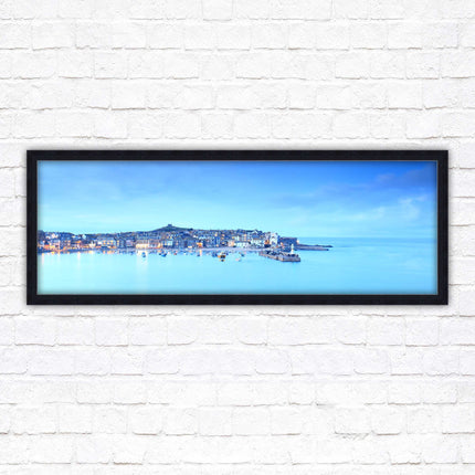 St Ives Harbour. Panoramic framed picture print, Cornwall beach scene. Choice