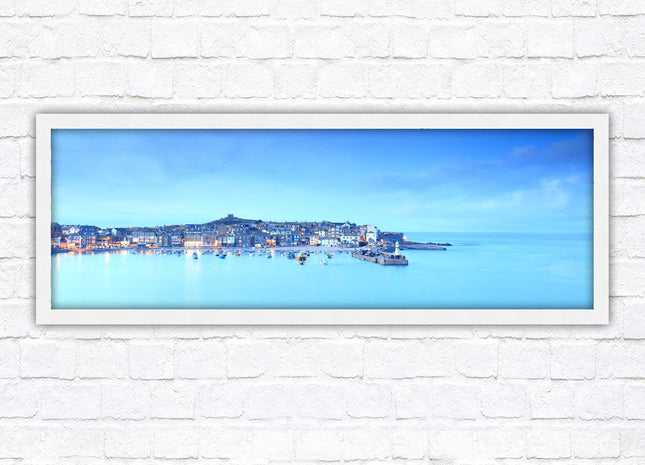 St Ives Harbour. Panoramic framed picture print, Cornwall beach scene. Choice