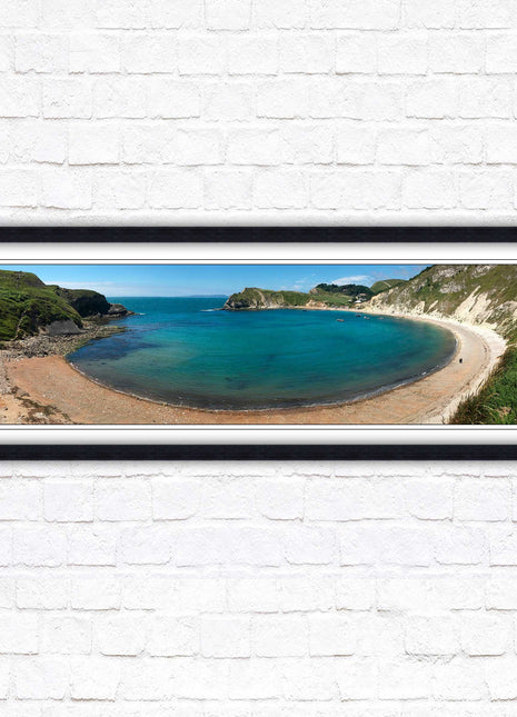 Lulworth cove, Dorset. Panoramic framed picture print jurassic coast dorset