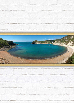 Lulworth cove, Dorset. Panoramic framed picture print jurassic coast dorset