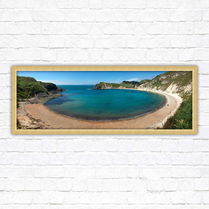 Lulworth cove, Dorset. Panoramic framed picture print jurassic coast dorset