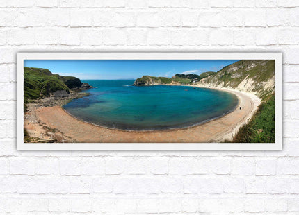 Lulworth cove, Dorset. Panoramic framed picture print jurassic coast dorset