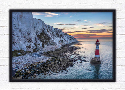 Sunrise at Beachy Head Lighthouse. Framed picture in a choice of styles.