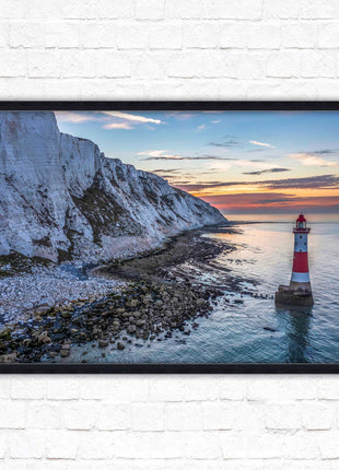 Sunrise at Beachy Head Lighthouse. Framed picture in a choice of styles.